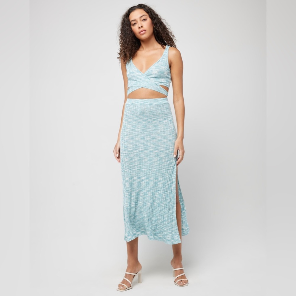 L*SPACE Zephyr Midi Skirt in Poolside Blue Medium